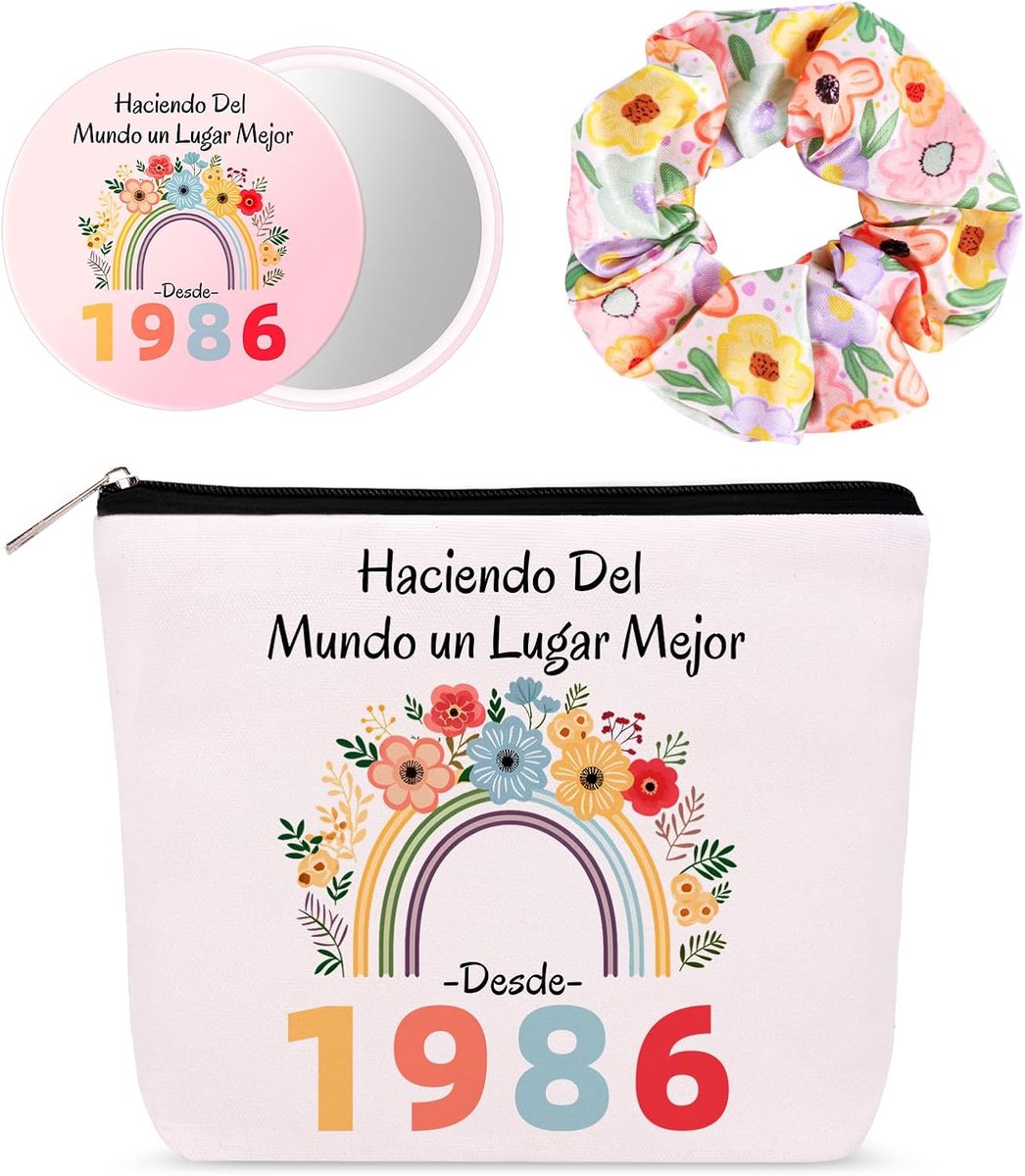 Bingtoo Verjaardag make-up tas voor vrouwen, wit, 40 jaar - ShopVlot