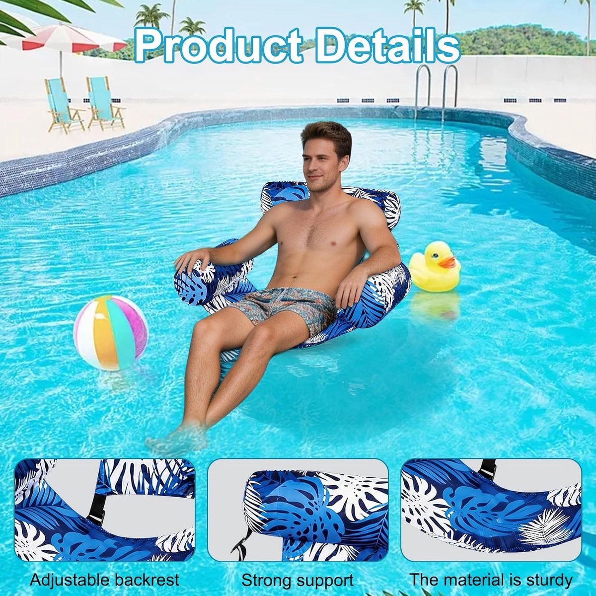 2 Pcs Inflatable Water Pool Air Mattress for Adults, Inflatable Pool Seats, Inflatable Water Chairs, Air Mattress - ShopVlot