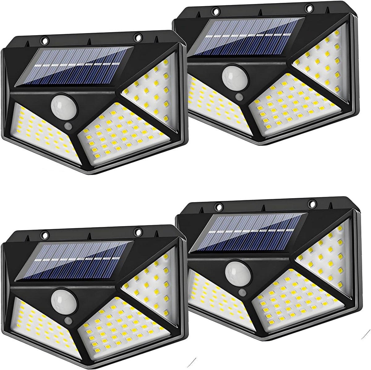 SnelShoppen - Zonnelampen voor Buiten met Bewegingsmelder, 100 LEDs, 800 Lumen, 3 Modi, 270 Graden Stralingshoek, IP65 Waterdichte Wandlamp, 800 mAh,