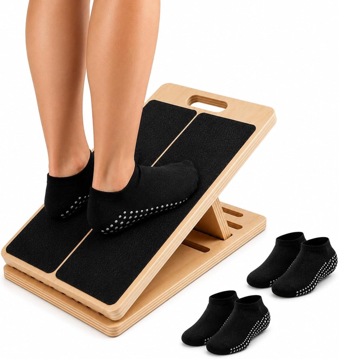 Portable Wooden Slant Board Mit Griff,Einstellbarer Anti-Rutsch Inclined Schrägbrett(5 Shop),Wadendehner Wird mit 2 - ShopVlot