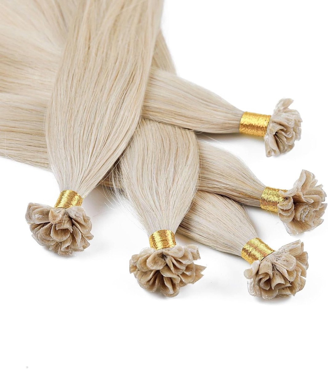 hair2heart Real Hair Bonding Extensions, Straight, 25 Strands, 1 g, 60 cm, 10/1 Light Blonde Ash Blonde - ShopVlot