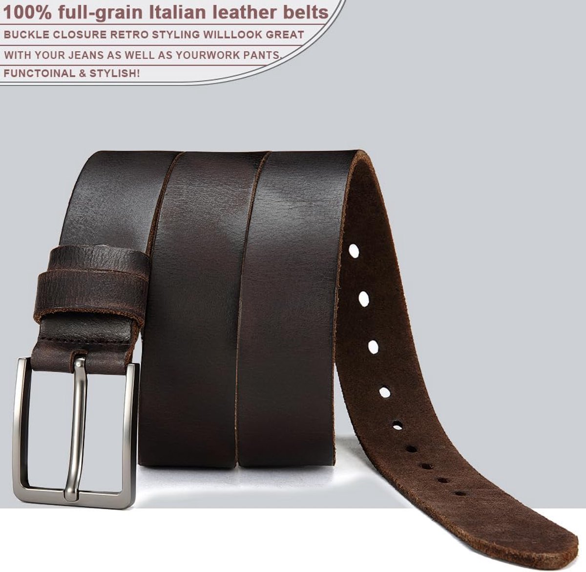 DOOPAI Gürtel Herren,Vollledergürtel Casual Arbeits,Cowboy Anzug Ledergürtel,Adjustable Gürtel - ShopVlot