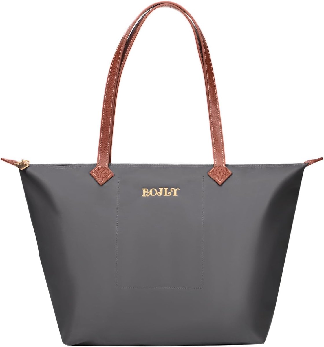 Women's Handbag, Large Tote Bag, Leather Nylon Shoulder Bag, Foldable, Large, Black, Large - ShopVlot