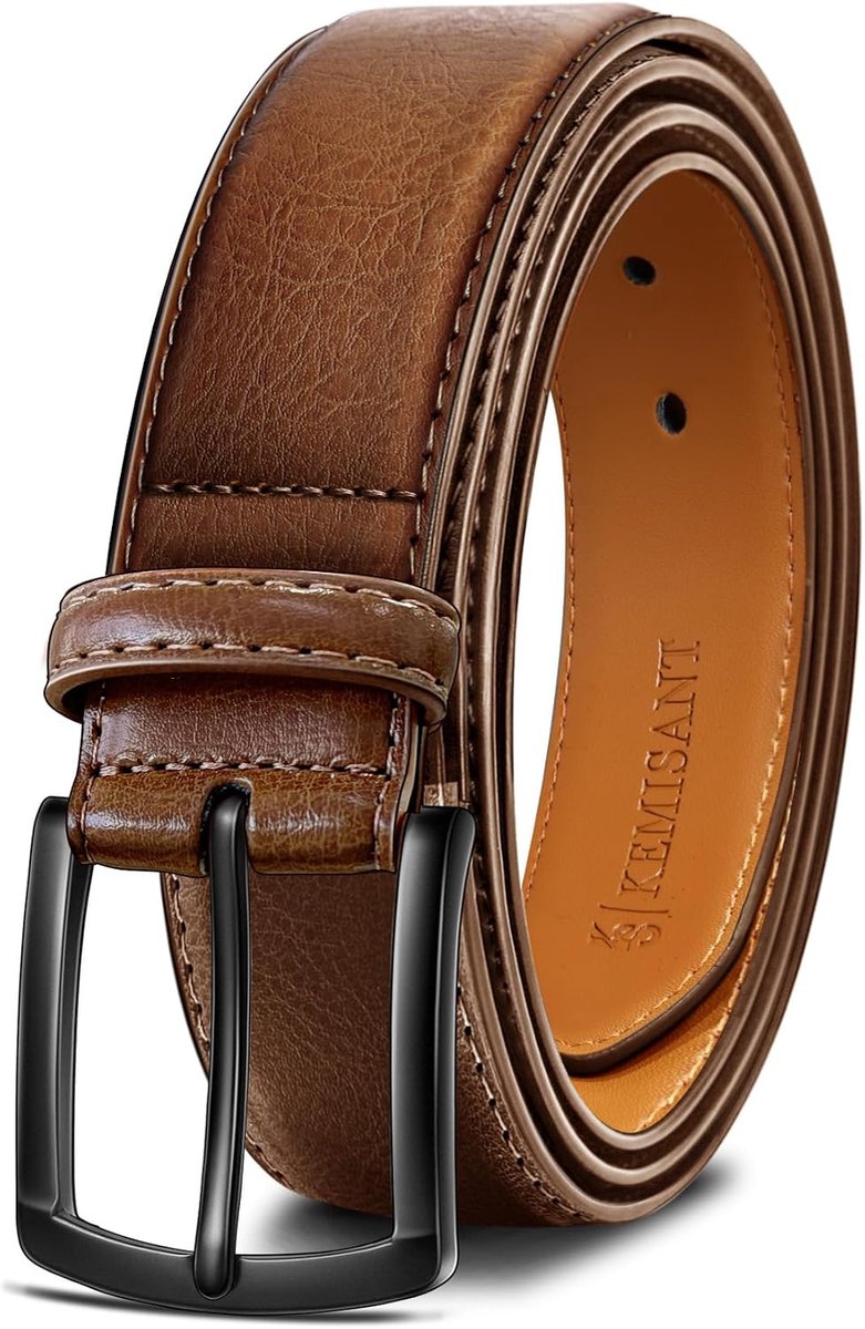 Leather Belt Men,KEMISANT Belt Men 35mm For Business and Formal Occasions,Complement Mens Business Shoes - ShopVlot