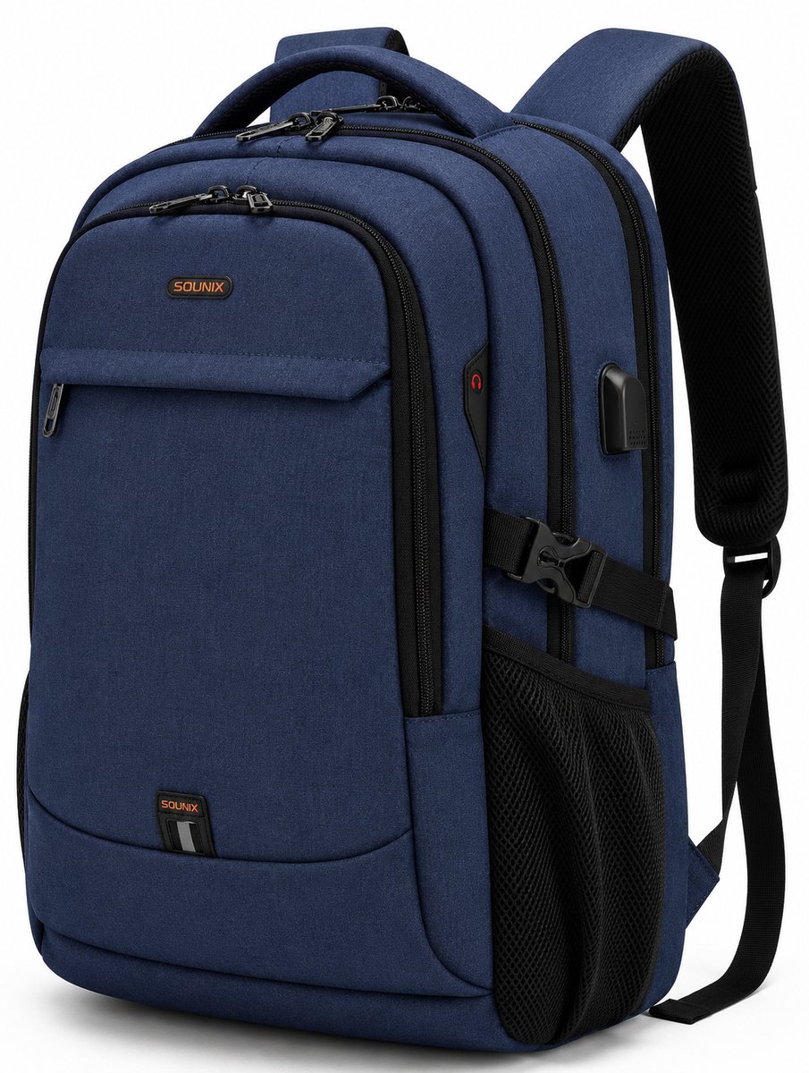 Bol.com Sounix Laptoptas 17 inch - Laptoptas Dames & Heren - Rugtas - Rugzak - Inclusief Usb Oplaadstation - Hoge kwaliteit - Ma... aanbieding