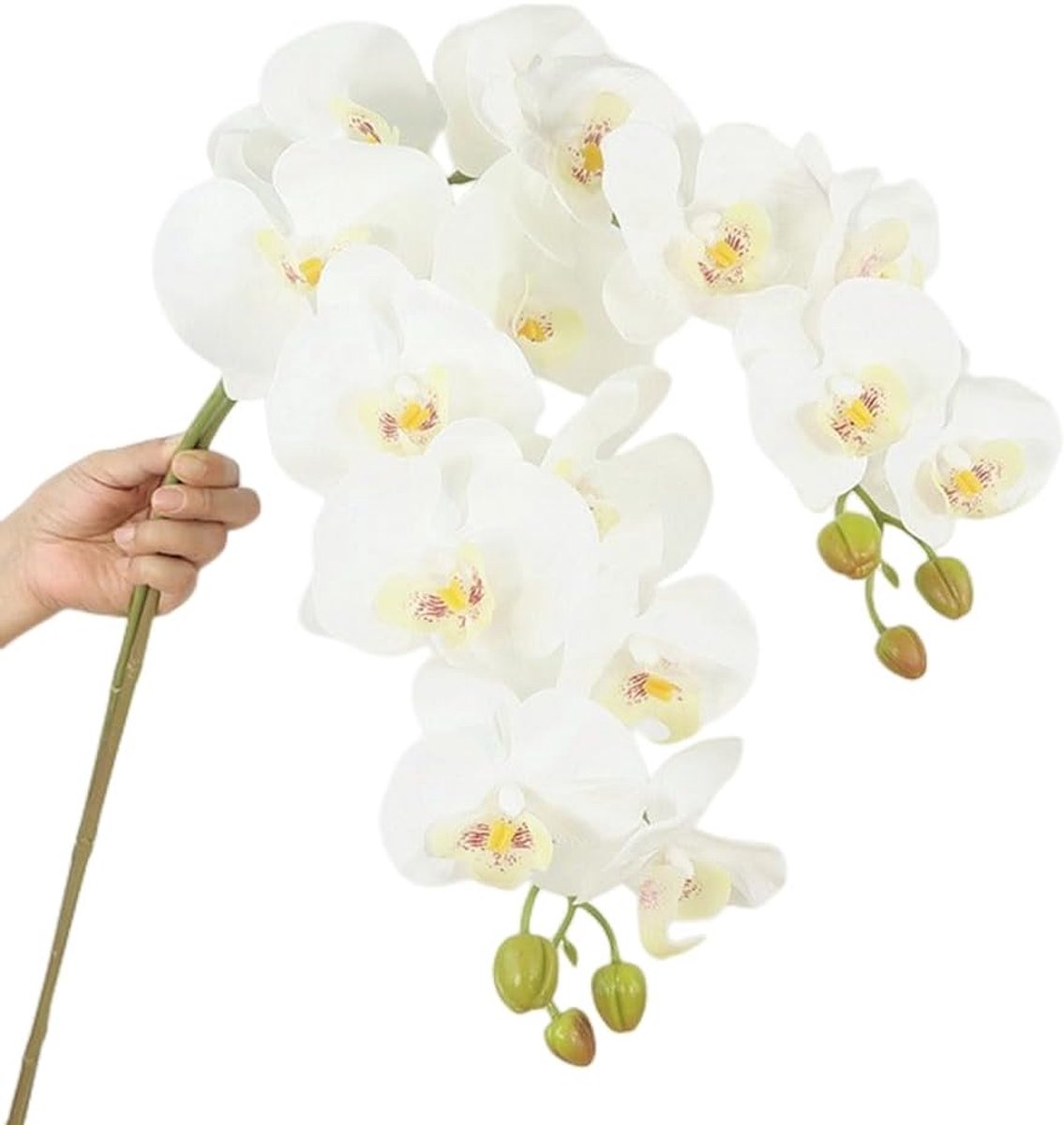 2 Pcs Orchid Stems Artificial Flowers Real Touch Latex Phalaenopsis 9 Inch Artificial Orchid Branches 9 Heads Fake - ShopVlot