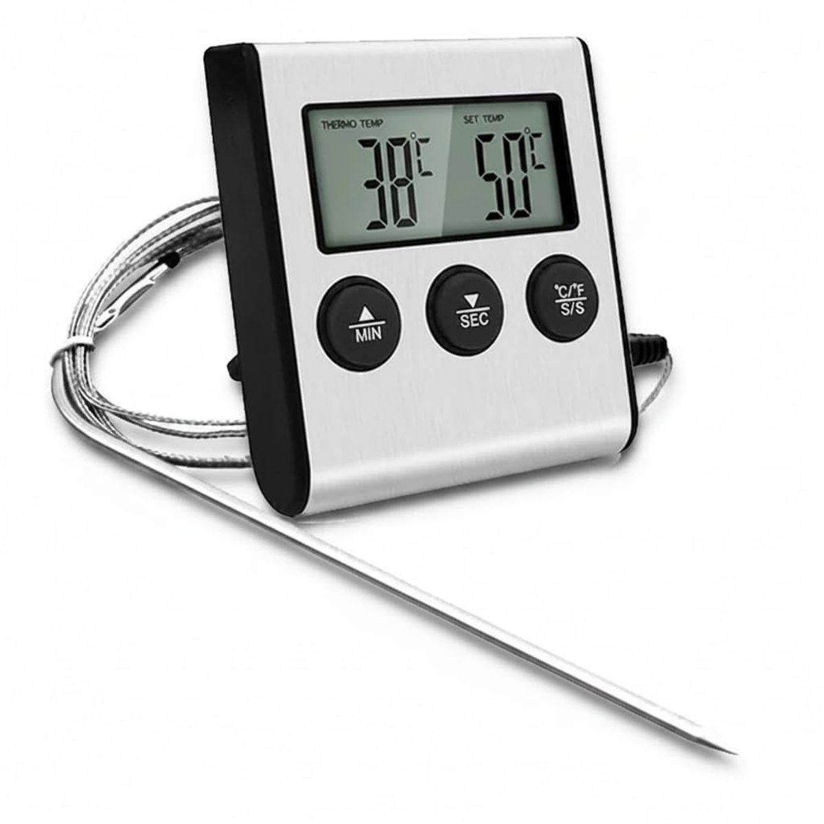 Kitchen Thermometer with Probe, Integrated Timer, Digital Oven Thermometer for Kitchen, Food, Barbecue, Liquids and - ShopVlot