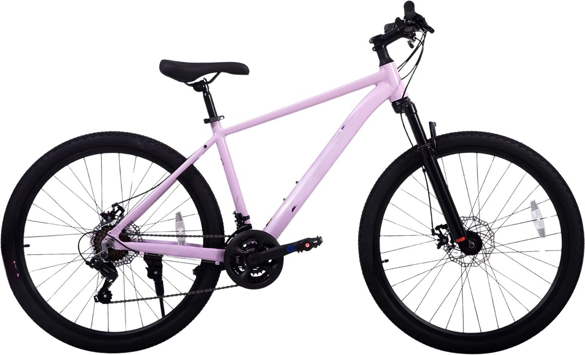 Mountainbike – Voor heren en dames – 21 versnellingen / mechanische schijfremmen / voorverende vork – Paars / 66 cm