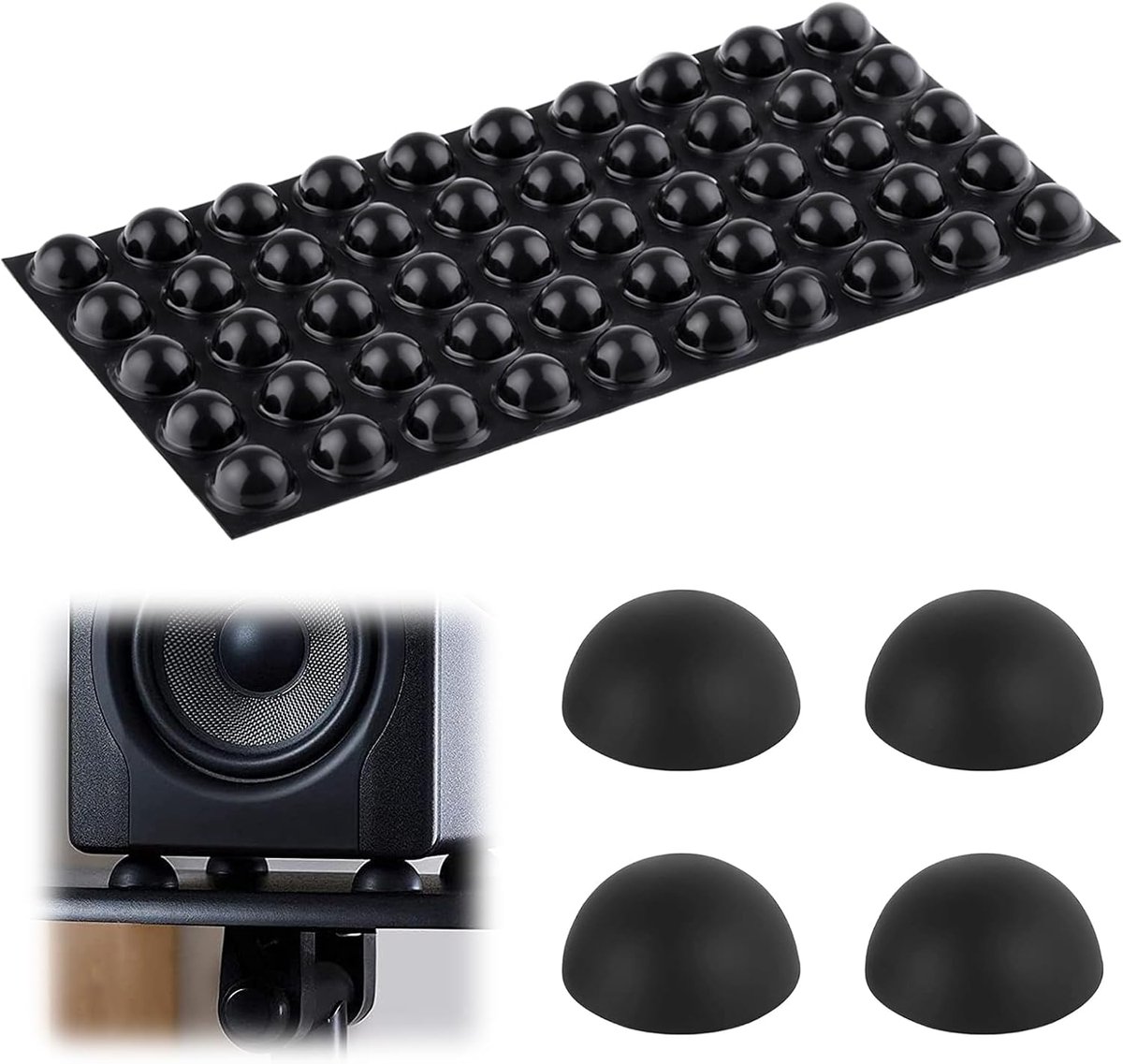 Pack of 50 Rubber Feet Self Adhesive Elastic Silicone Rubber Buffer for Electronics, Furniture, Drawers, Speakers - ShopVlot