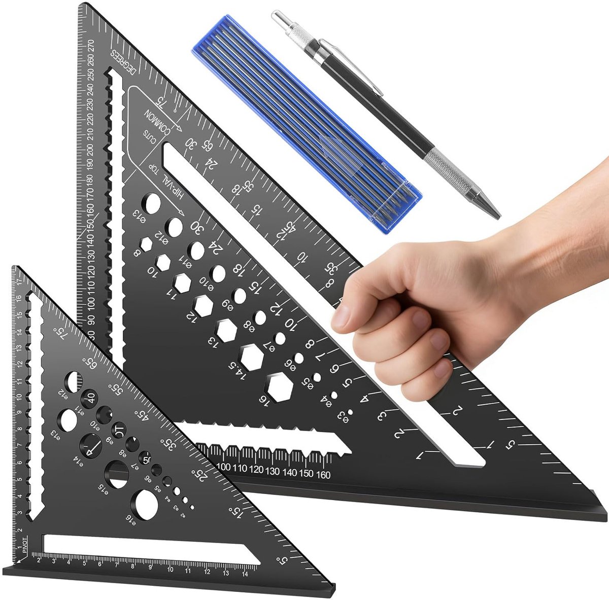 2 Piece Multifunctional Carpenter Corner Set, Large Carpenter Corner Set, 7 Inch and 12 Inch Combination Angles - ShopVlot