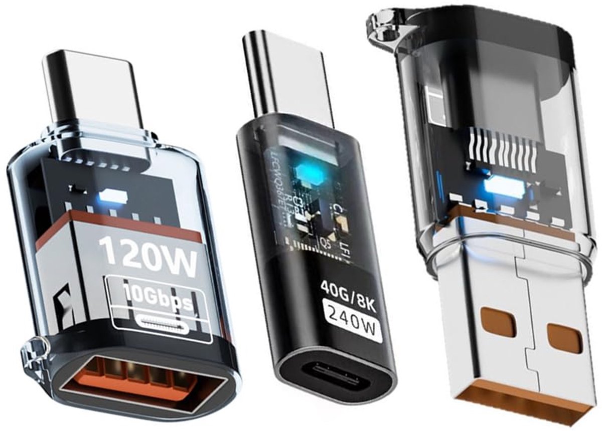 3 Pack USB C Converter, USB 3.2 to USB C 10/40Gbps Data Transfer PD 120W/240W Fast Charge Converter Adapter - ShopVlot