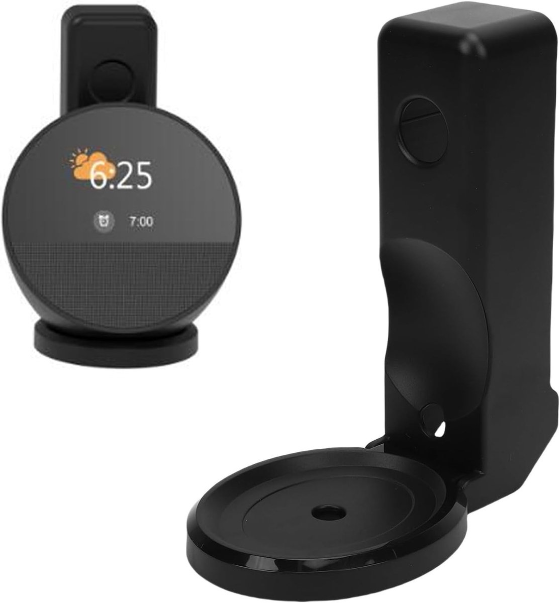 Muurbeugel voor Echo Spot 2024 Speaker | Eenvoudige Installatie zonder Boren, Ruimtebesparend Ontwerp met Kabelbeheer voor Badkamer, Keuken en Slaapkamer (Zwart)