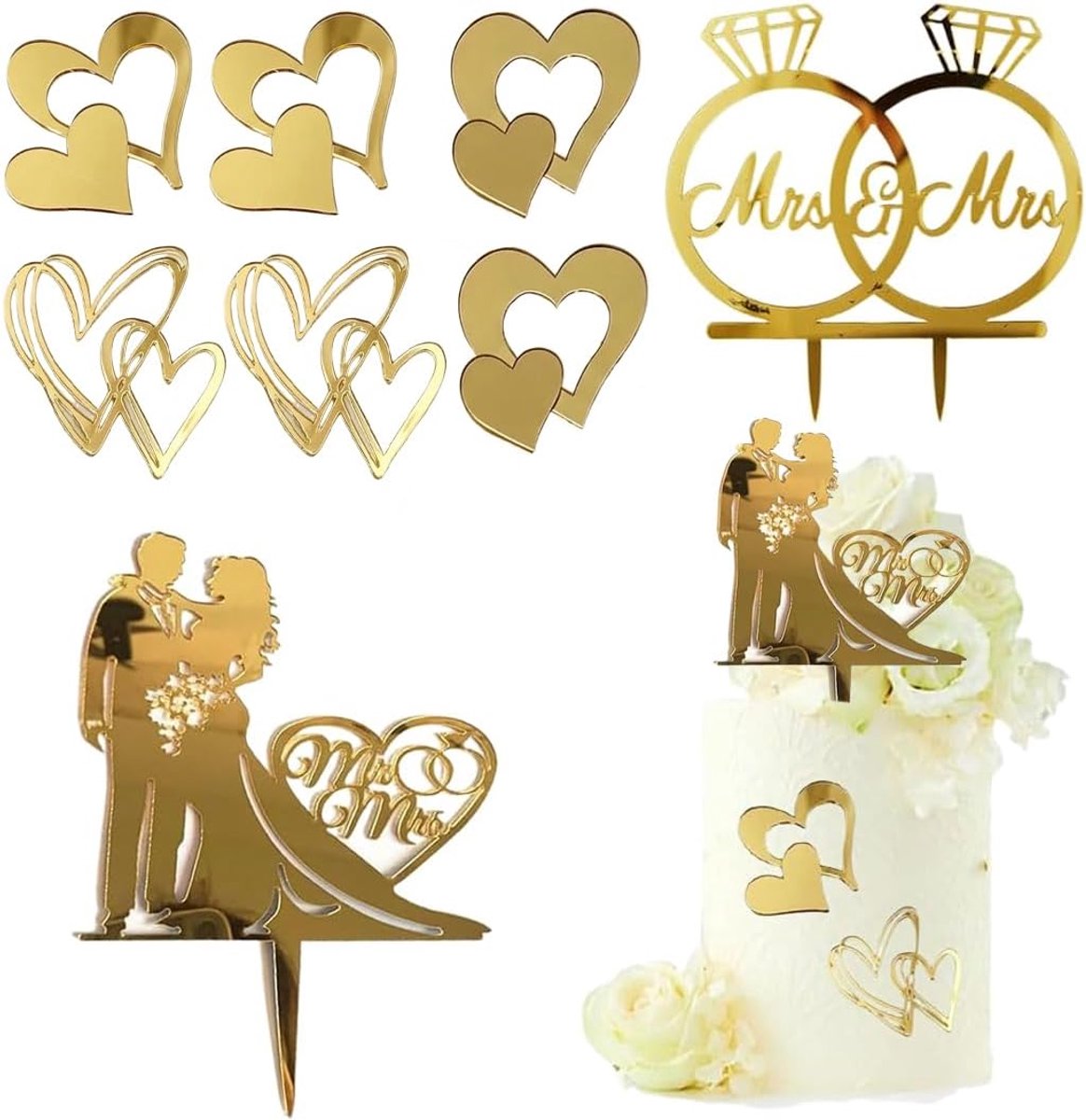 8 Pieces Personalized Cake Toppers Wedding Cake Decor, Acrylic Cake Decor, Cake Decoration and Wedding, Customizable - ShopVlot