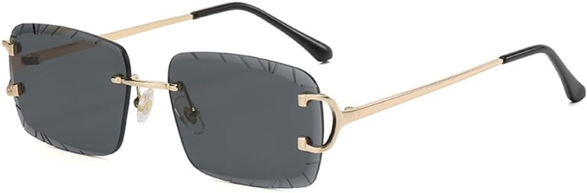 Zonnebril rechthoekig - frameless - gegraveerde randen - trendy unisex design - ShopVlot