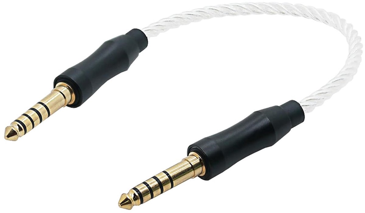 4.4mm Balanced Pentaconn Audio Cable, TRRRS Plug to Plug, 20cm HiFi Interconnect Cable, Silver Plated OFC Copper Core - ShopVlot