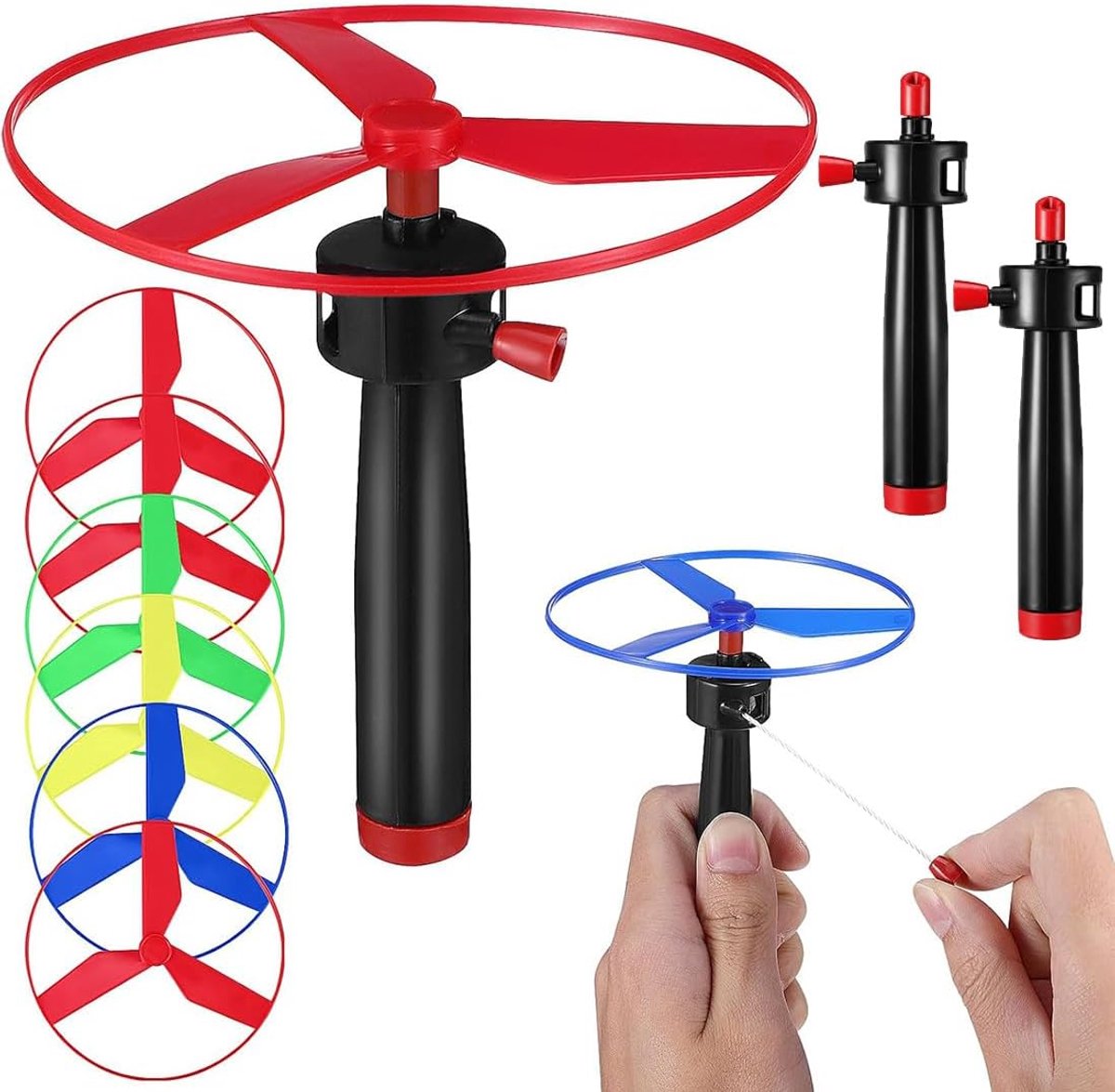 Vliegtol set voor kinderen, 2 sets met 2 shooters en 6 vliegschijven, propellerspeelgoed, werpspel, outdoor spel - ShopVlot