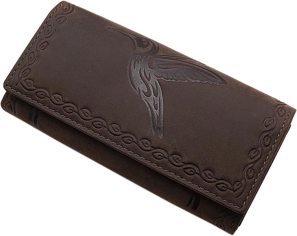 myledershop Ladies Large Full Buffalo Purse/Purse/Purse/Purse/Purse, Hummingbird or Without Motif with RFID and NFC - ShopVlot