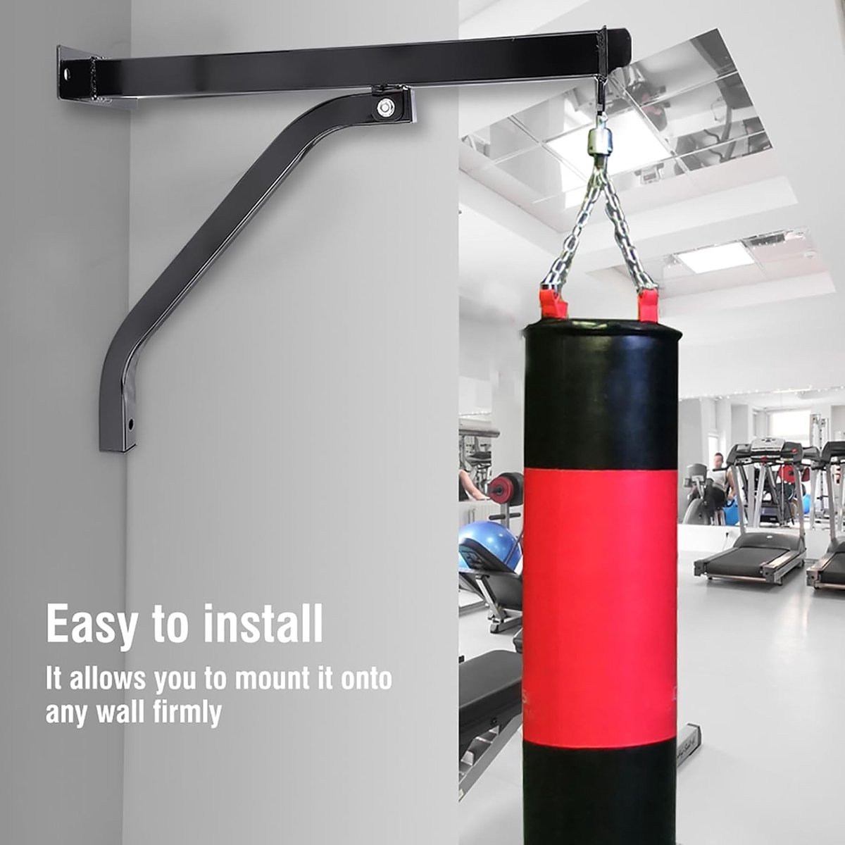 Stevige muurbeugel voor bokszak, hangend systeem voor bokszakken tot 100 kg, ideaal voor training en fitness, afmetingen 39.5 x 50 cm