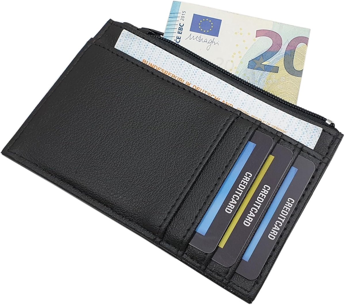 Flat Faux Leather Unisex Wallet/Wallet/Wallet/Slim Wallet in Black, Black, One Size, Modern - ShopVlot
