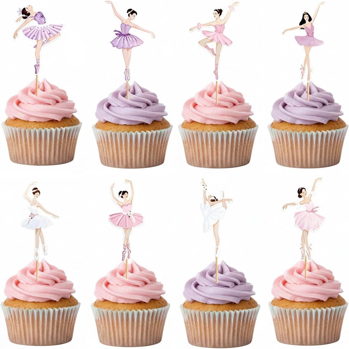 24 Pieces Ballerina Muffin Decoration, Cupcake Decoration and Cake Decoration, Princess Ballet Girl Prickers for - ShopVlot