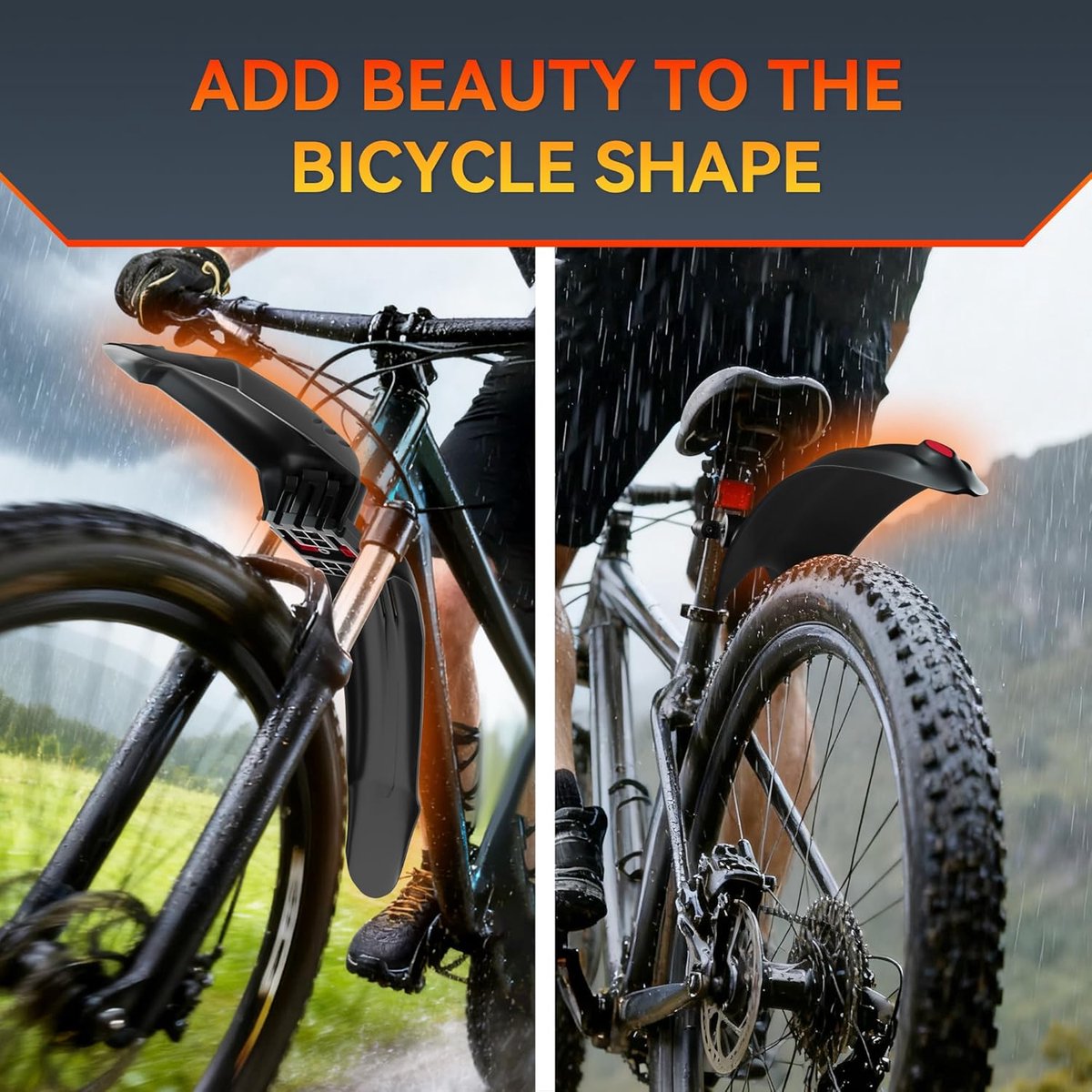 Bicycle Mudguard for Mountain Bike, Universal Bicycle Mudguard Front and Rear, Thickened MTB Insert Mudguard to - ShopVlot