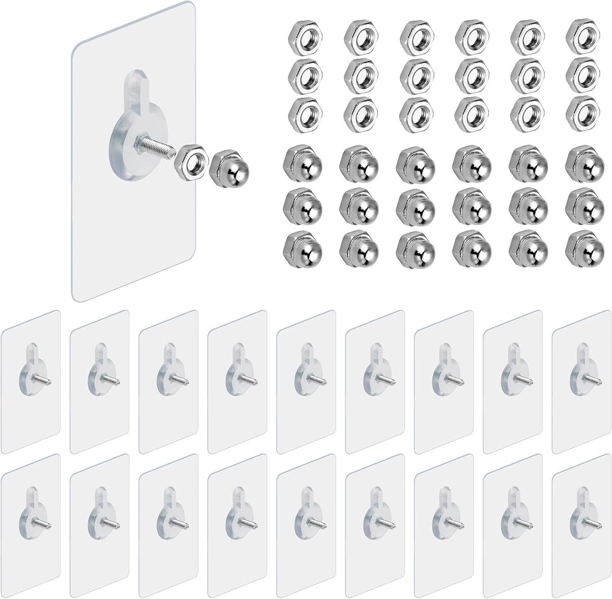 Pack of 18 Adhesive Hooks for Pictures and Wall Paintings, Transparent Photo Hangers, Without Nails, Nail Stickers - ShopVlot