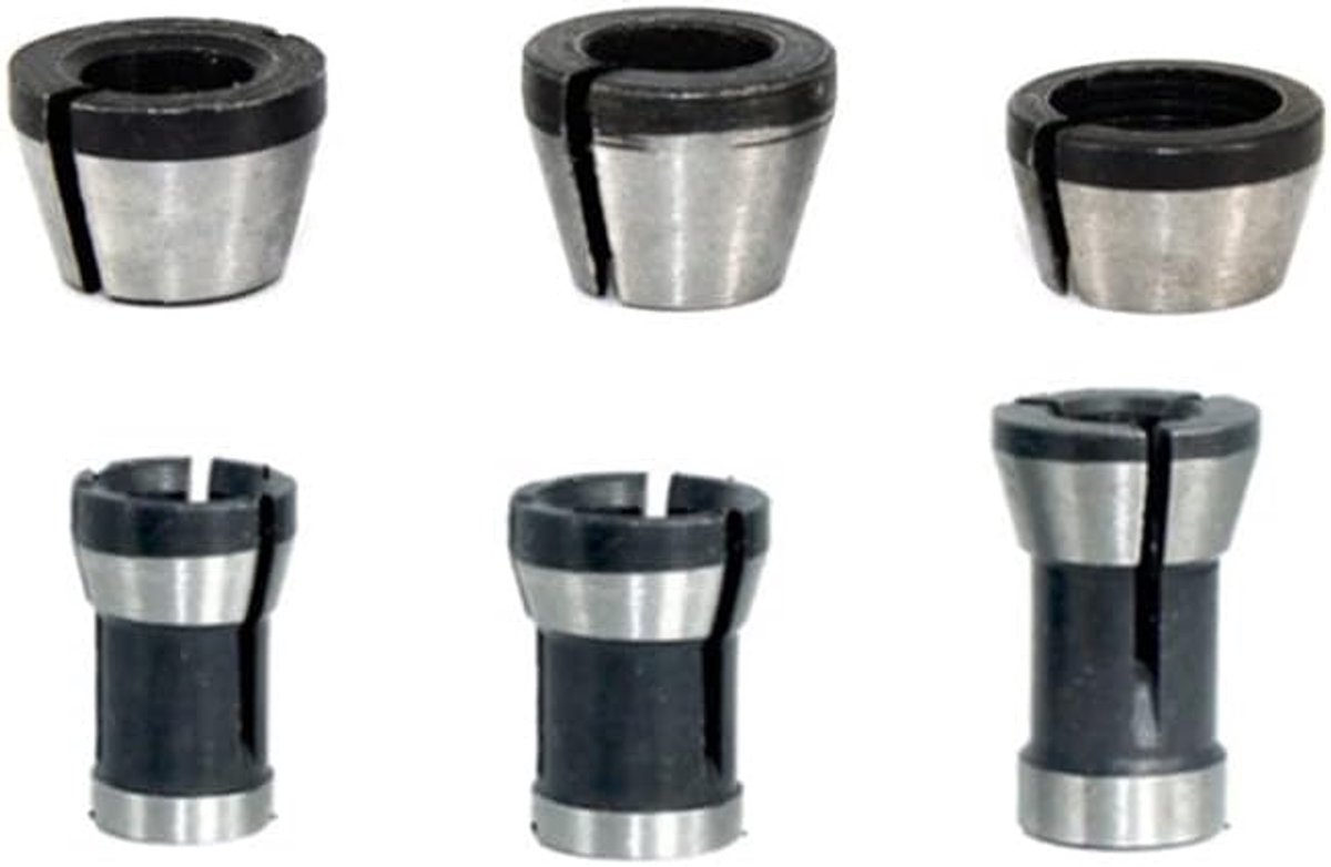 Collet adapter set 6pcs - 6mm, 6.35mm, 8mm - hoogwaardig staal - ideaal voor graveermachine - ShopVlot