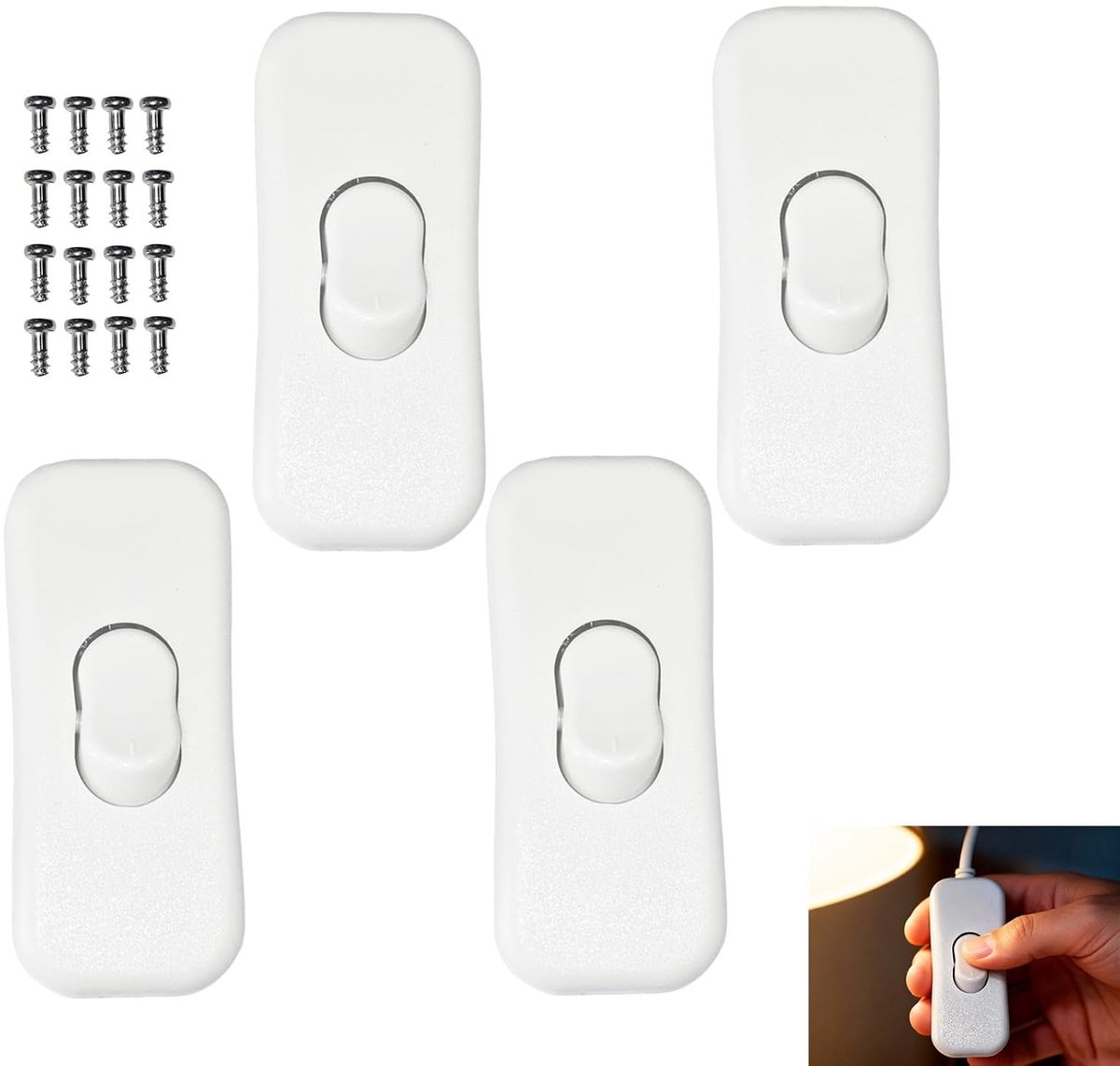 Bipolaire schakelaars set van 4 - moderne witte uitvoering - voor lampen en verlichting - eenvoudig in gebruik - ShopVlot