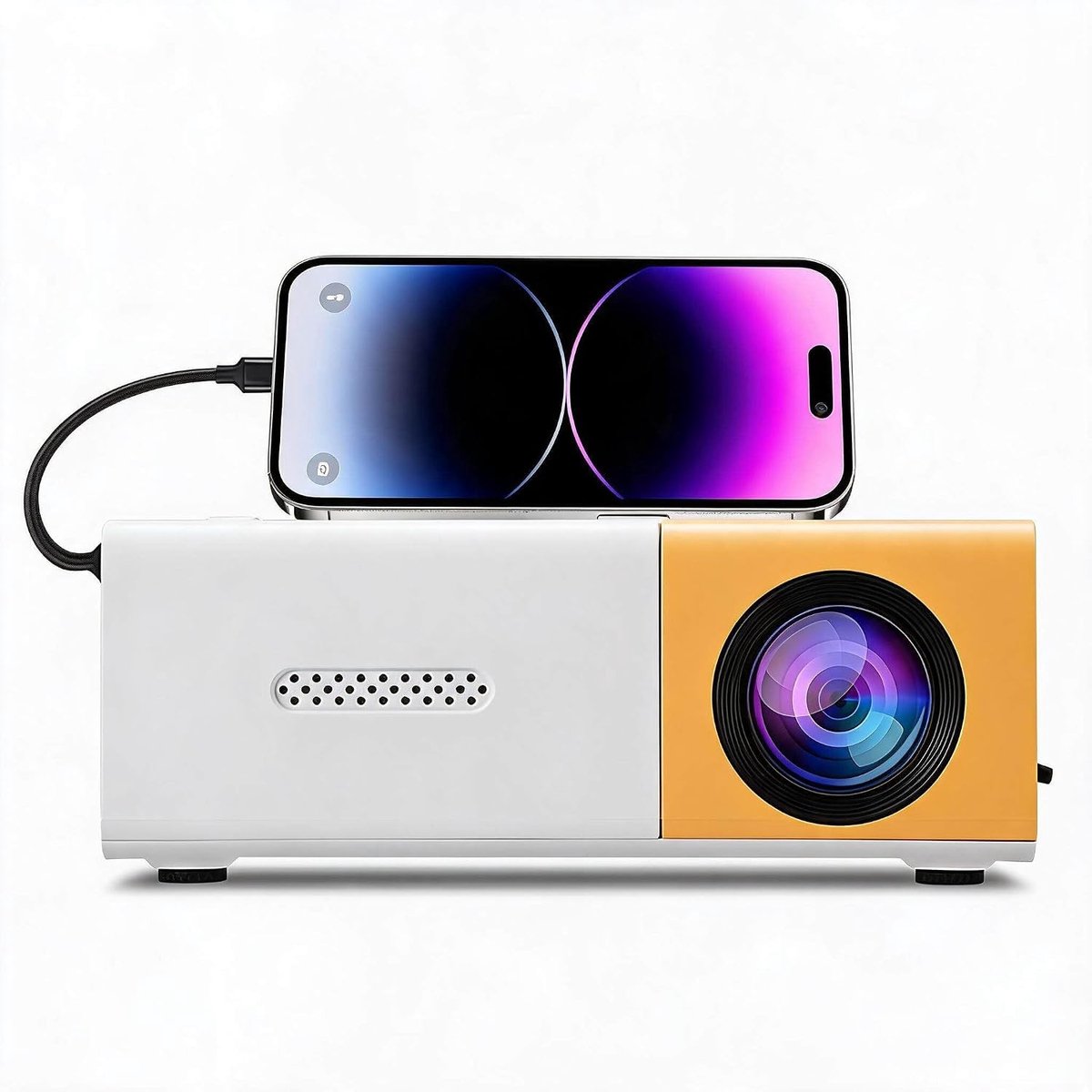 HD 1080P Mini Projector voor Buiten, Draagbare Video Projector met 1000LM Helderheid, Automatische Correctie en Handmatige Focus, Ideaal voor Films en Presentaties