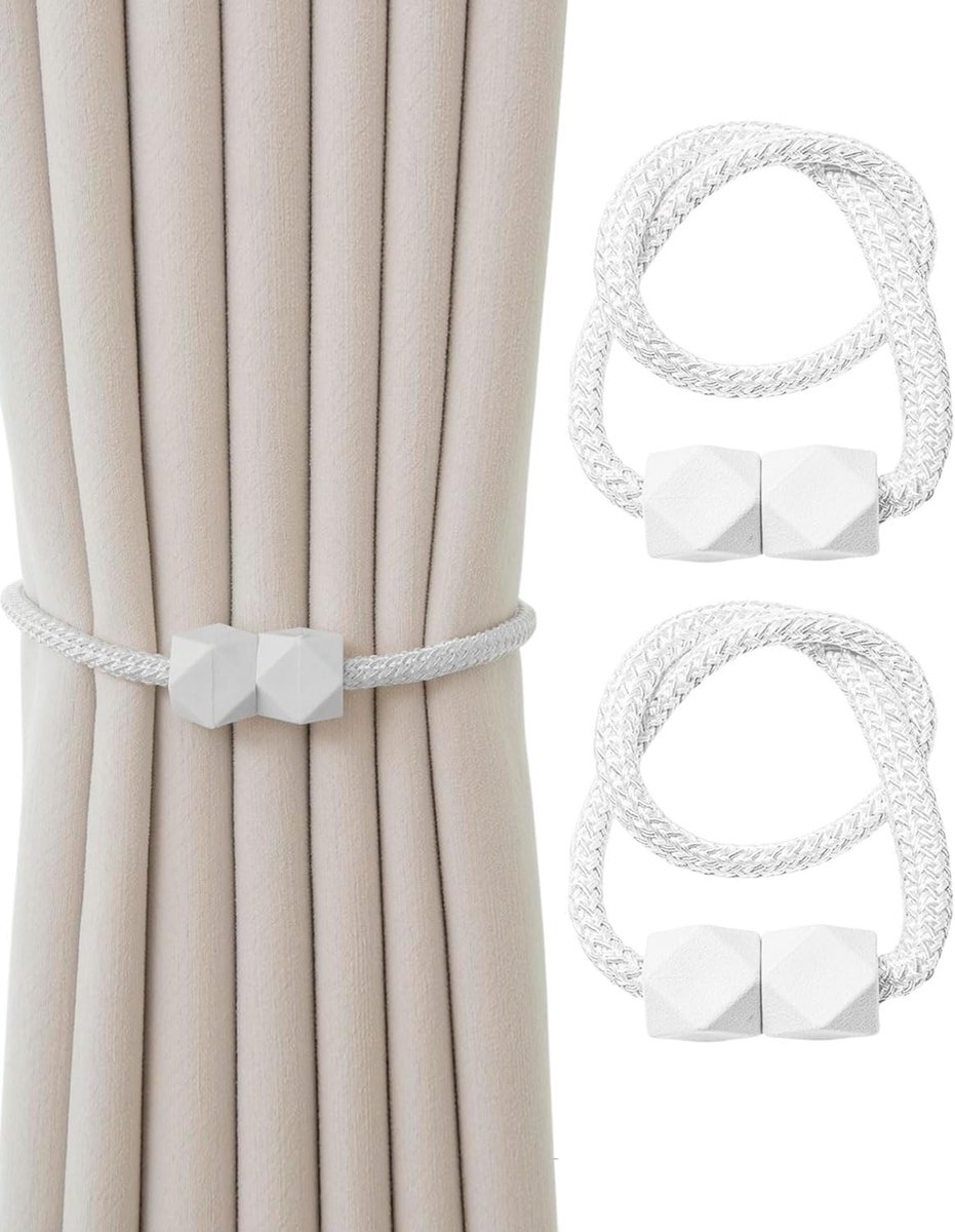 Magnetische gordijnklemmen 2 stuks - witte gordijnhaken - moderne stijl - eenvoudig te gebruiken - ShopVlot