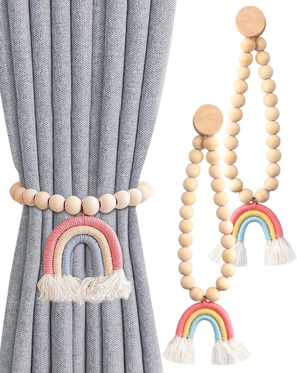 Magnetische gordijnhouders - regenboogkwastjes - duurzaam polyestergaren - decoratief voor slaapkamer - ShopVlot