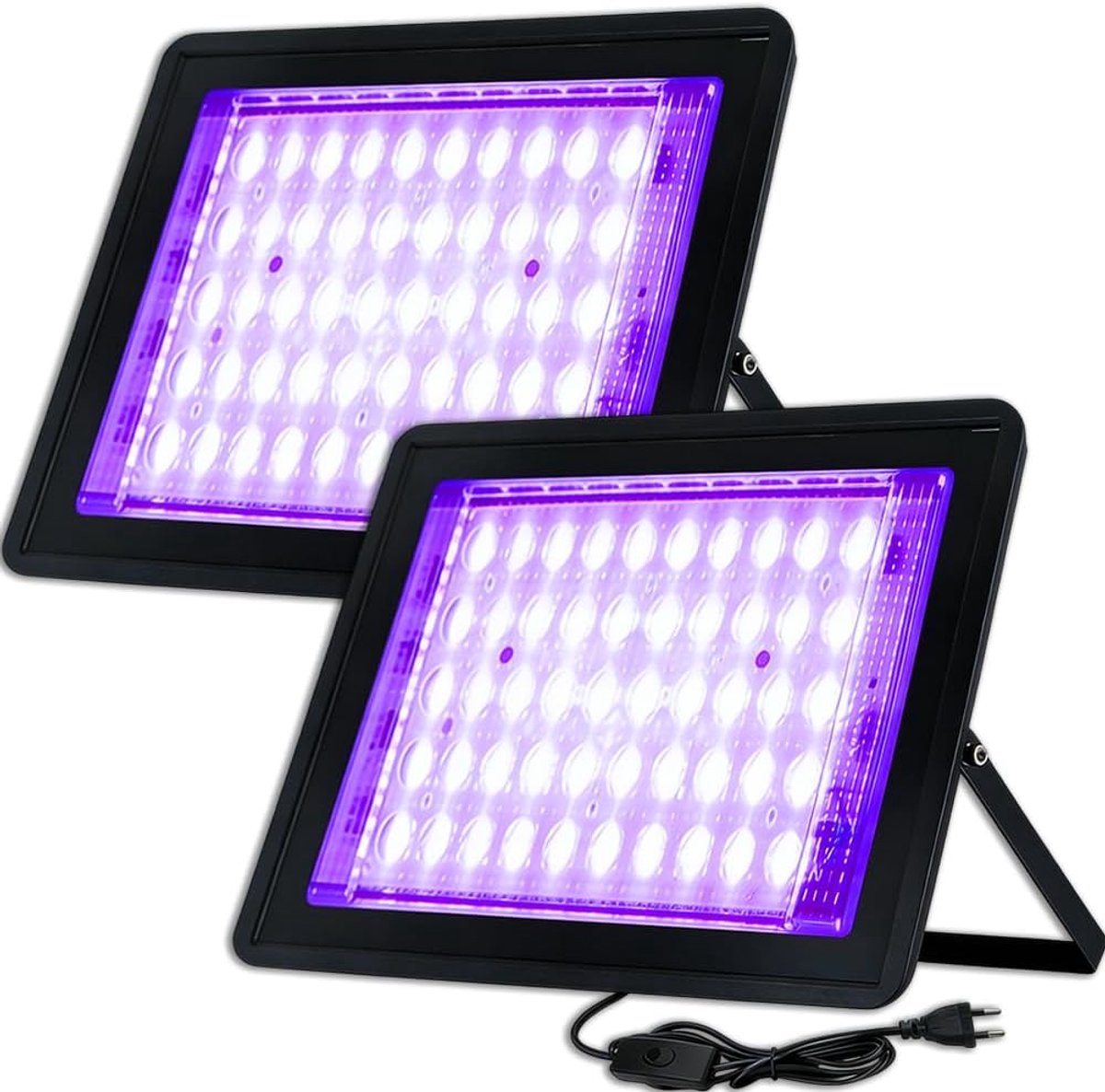 Pack of 2 Blacklight Bulbs, 50W LED Blacklight Spotlight with 1.8 m Plug Cable, IP66 Waterproof Lamp for Halloween - ShopVlot