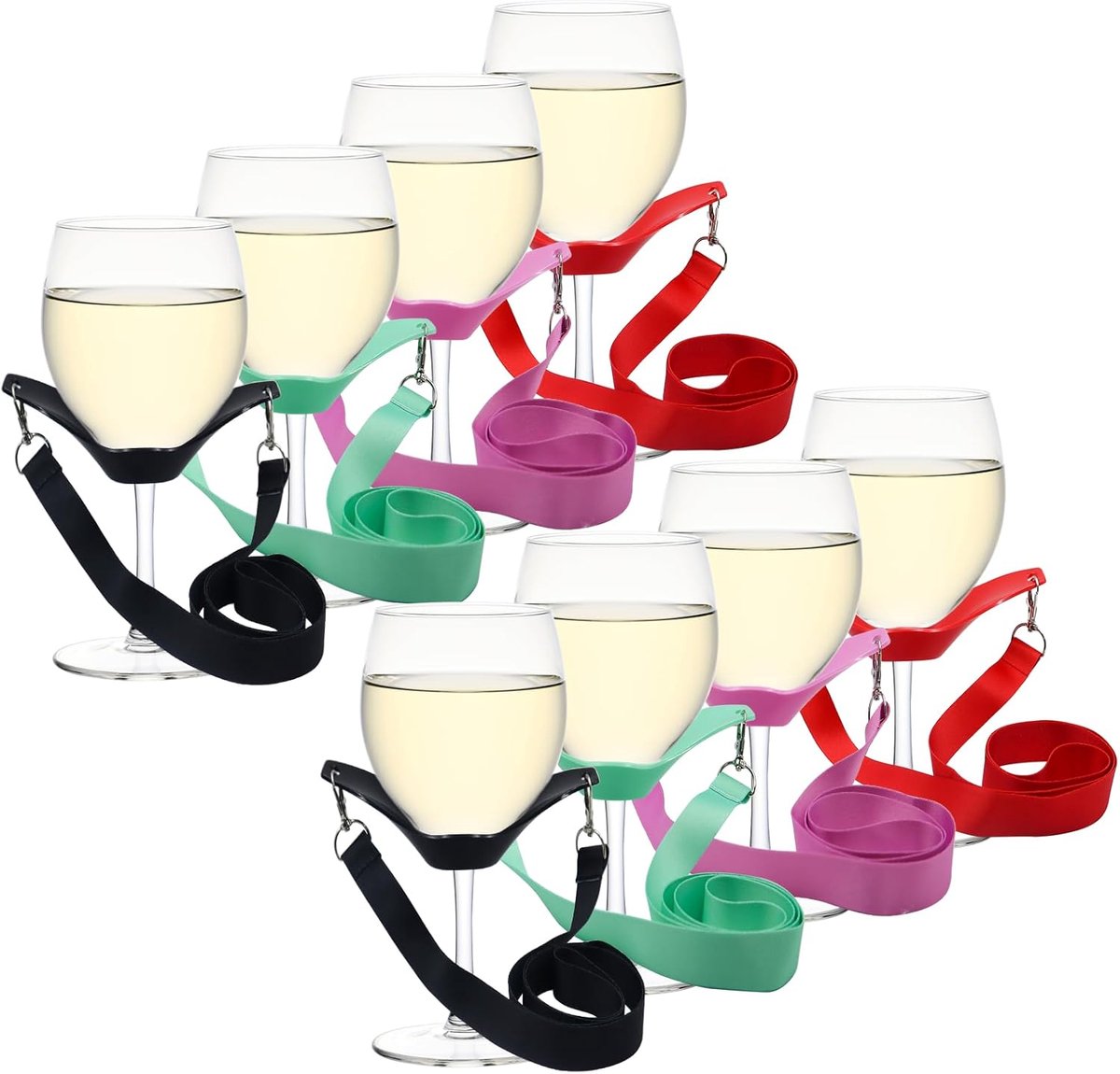 Pack of 8 Wine Glass Holders for Hanging, Wine Glass Holder for Hanging, Portable Wine Glass Holder for Neck, Portable - ShopVlot