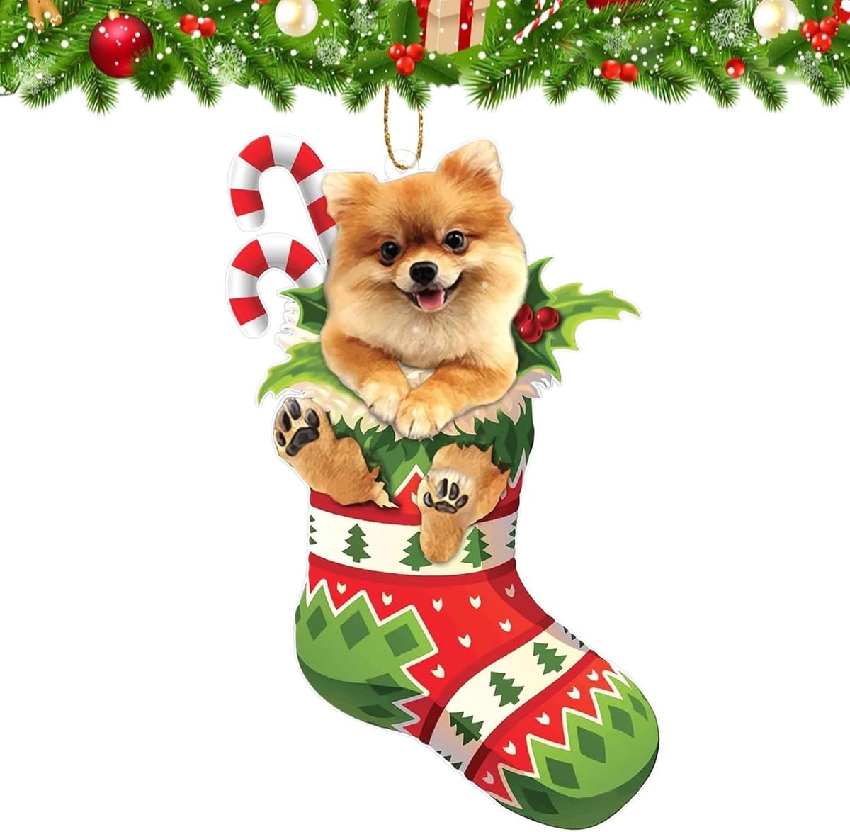 Dog Christmas Tree Decorations for Hanging, 2D Acrylic Christmas Decoration, Christmas Decorations for Funny Dogs - ShopVlot
