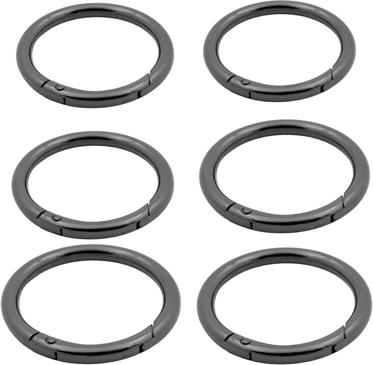 Ronde karabijnhaken 6 stuks - 6 cm buitendiameter - zinklegering - ideaal voor sleutelhangers - ShopVlot
