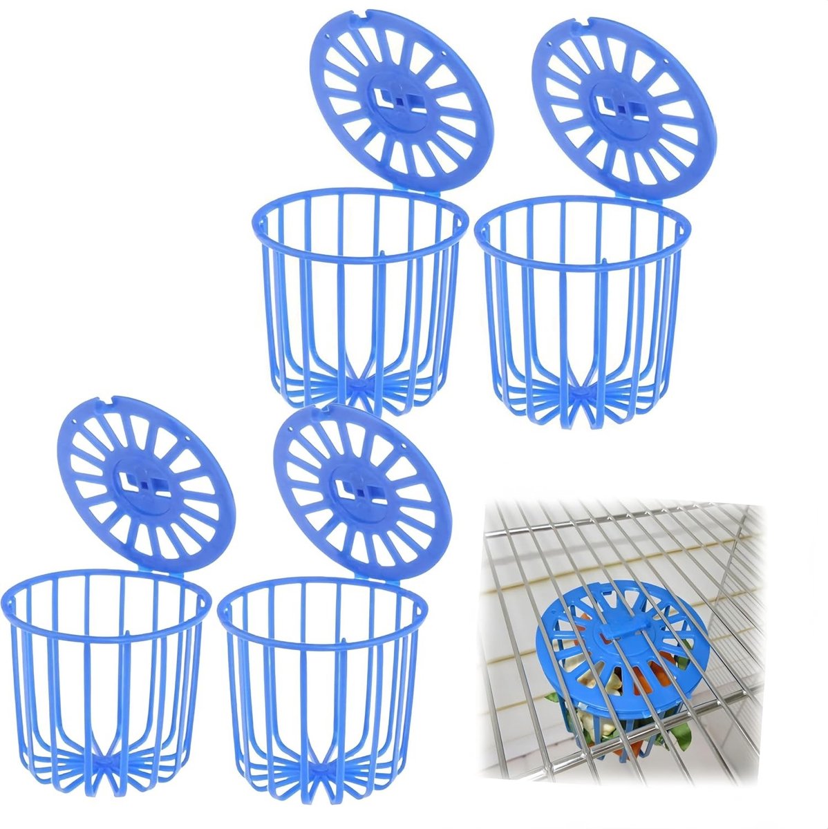 Voedingsmand voor vogels, 4 stuks, geschikt voor fruit en groenten, afneembaar ontwerp, ideaal voor papegaaien en andere vogels