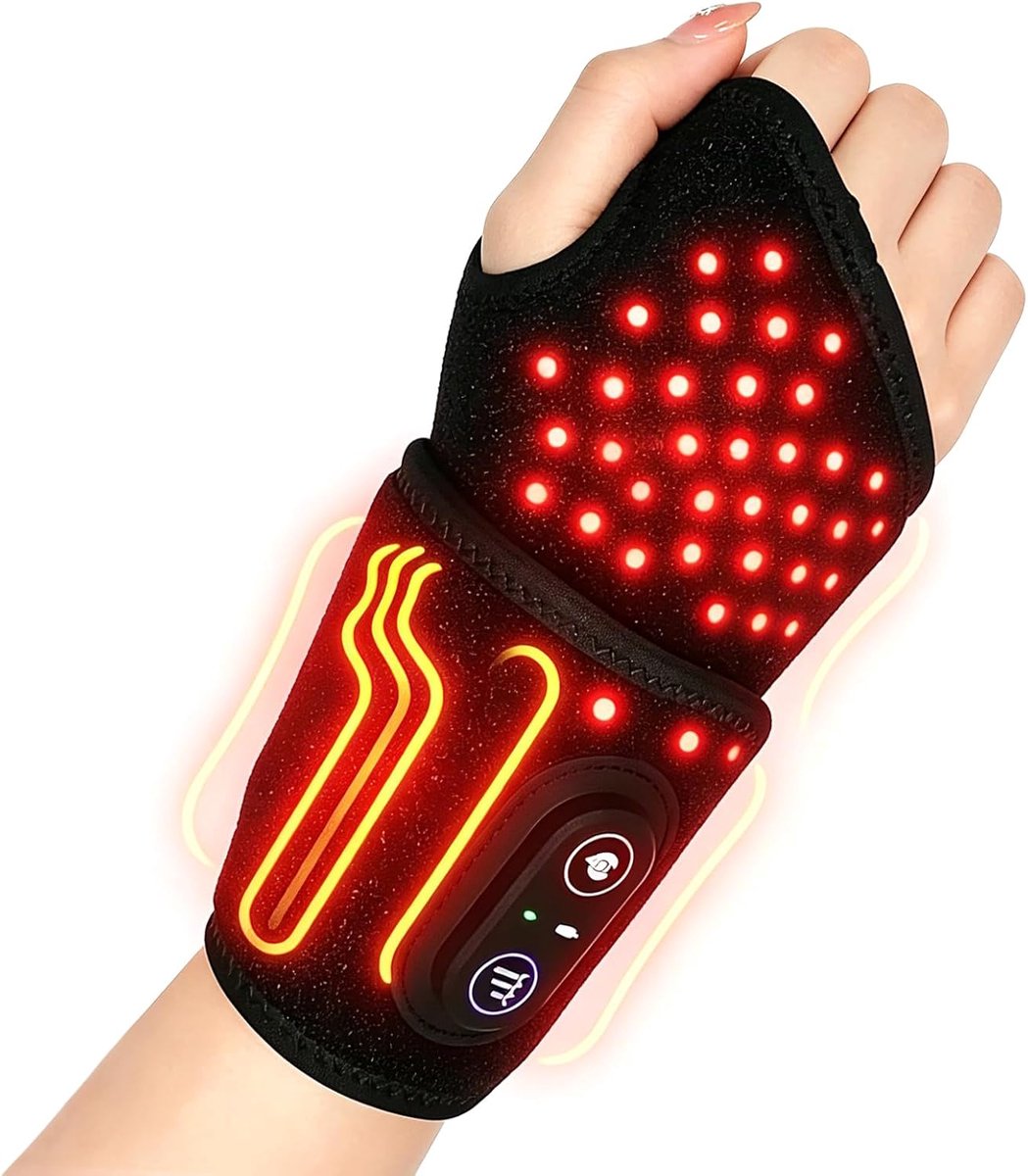 Infrarood Roodlichttherapie apparaat voor pols - 48 LEDs - Warmtefunctie - Verlicht spier- en gewrichtspijn - ShopVlot