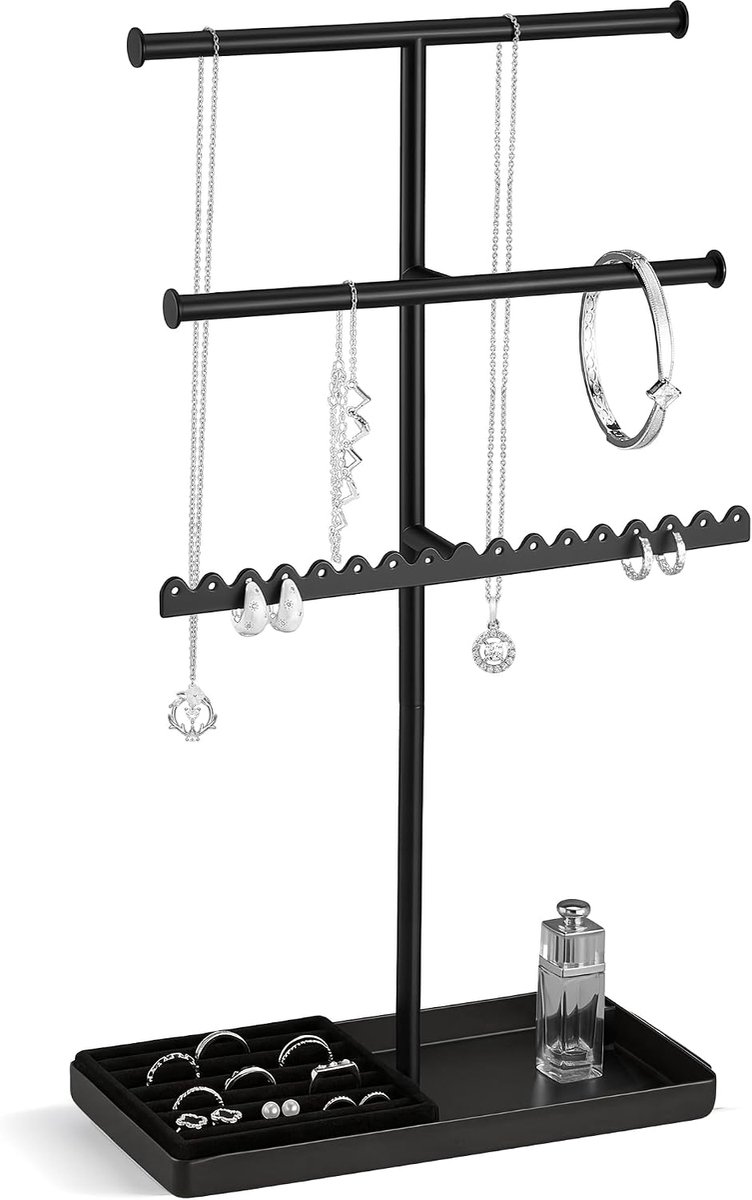 Sieraden organizer 3 lagen - fluwelen ring lade - stevige metalen basis - ideaal voor het organiseren van sieraden - ShopVlot