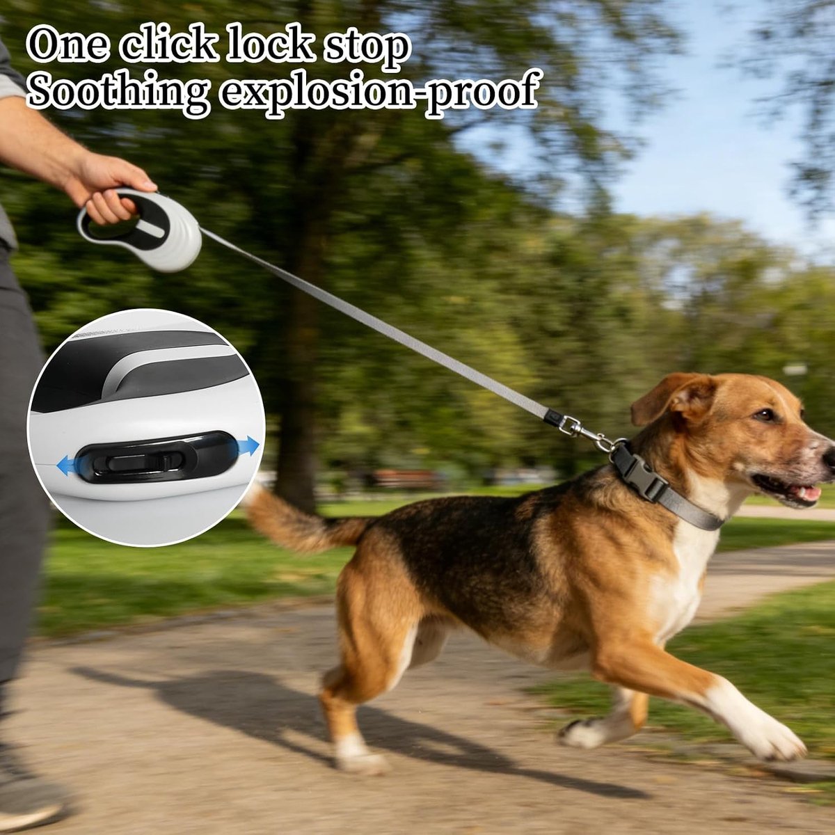 5m Intrekbare Riempje voor Honden en Katten – Speciaal voor Kleine Honden – Soepele Intrekking – Lichtgewicht en Compact – Grijs thumbnail 3
