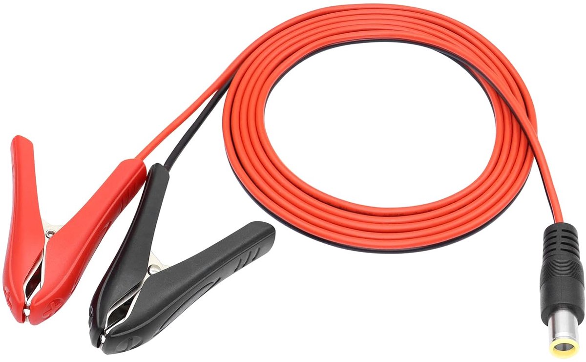 DC batterij alligator clips kabel 6FT - 8mm male stekker - hoogwaardige PVC - snel aansluiten op accu - ShopVlot