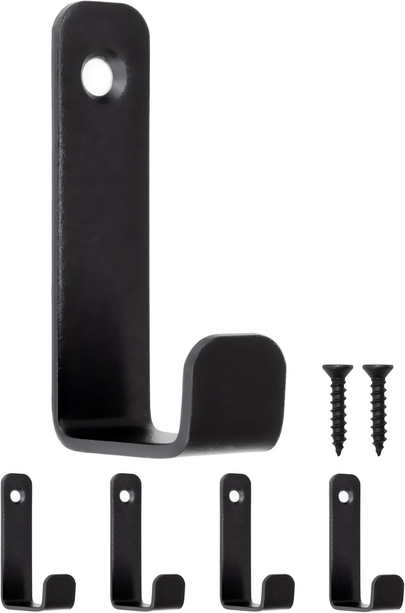 Wandhaken set van 4 - massief ijzer - industrieel design - ideaal voor garage en werkplaats - ShopVlot