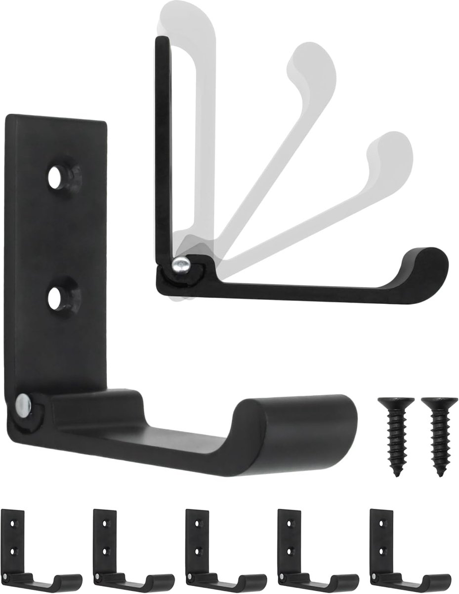 Vouwbare multifunctionele haak 75 x 67 mm - aluminium - zwart - ruimtebesparend en praktisch - ShopVlot