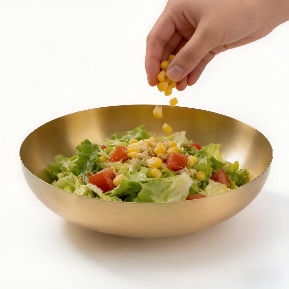 Mixkom van RVS, Gouden Saladeschaal, Dikke Serveerkom voor Soep, Noodles en Salades, Ideaal voor Fruit en Gerechten