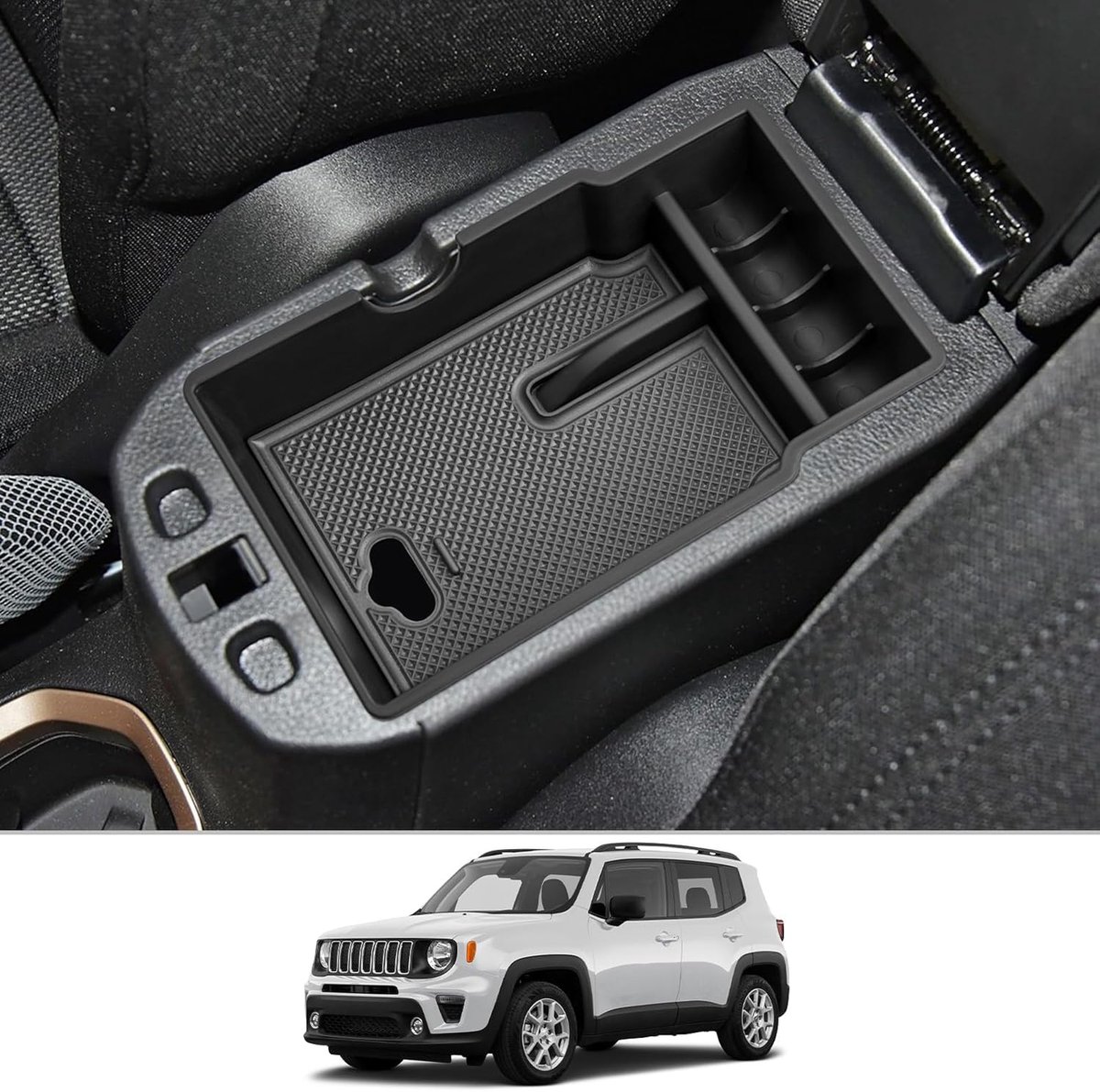 Opbergtray voor Jeep Renegade 2015-2024 - Multifunctioneel - Met munthouder - Handige organisatie voor in de auto - ShopVlot