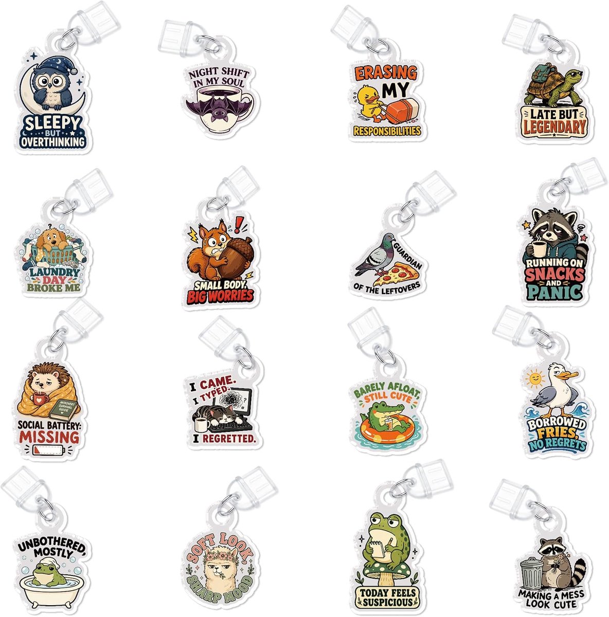 Dust plugs 16 stuks - grappige dierenmotieven - acryl type C - leuke mobiele telefoon decoratie - ShopVlot