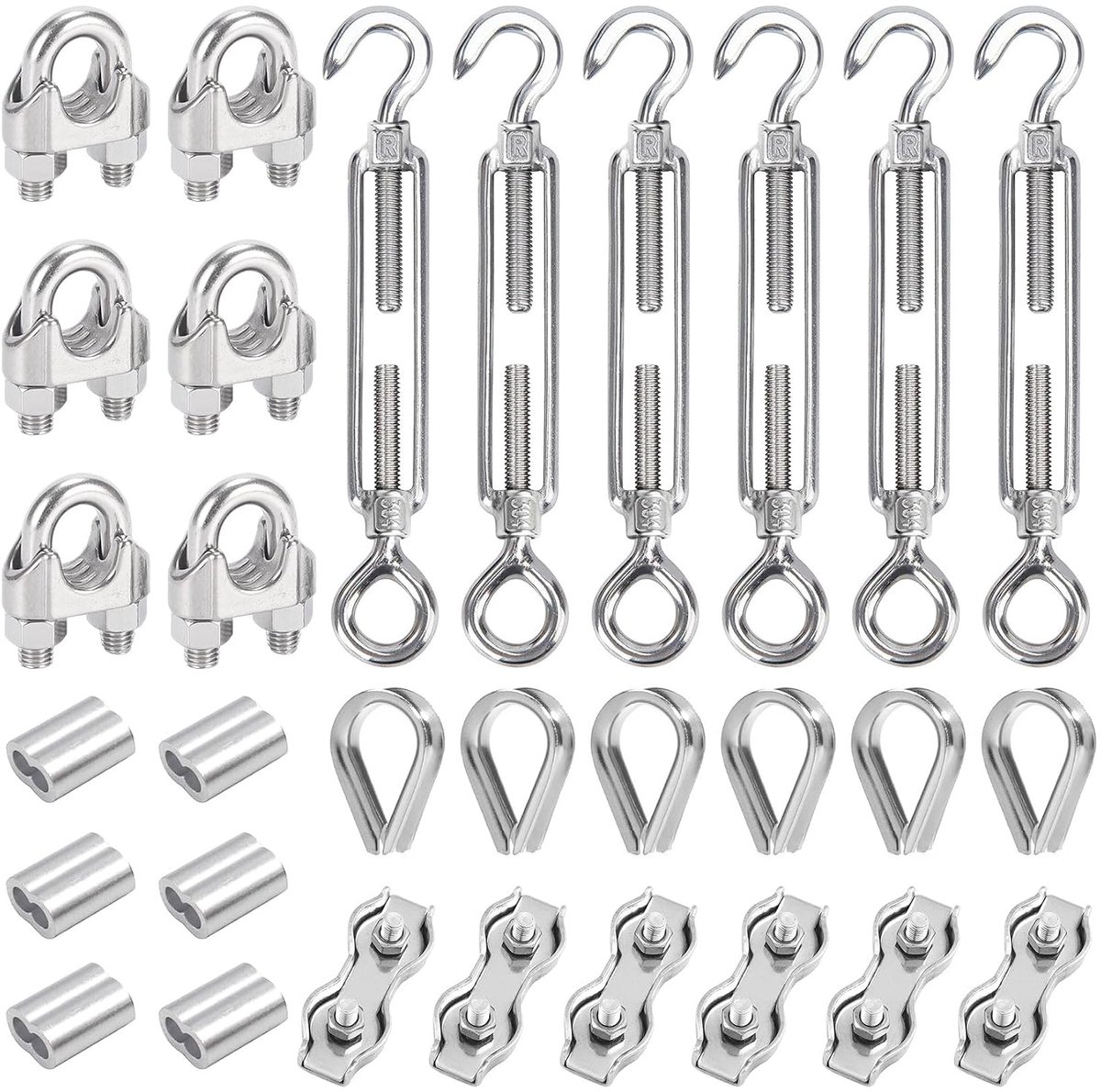 Tension screw set 30 stuks - M6 roestvrij staal - kabelspanners en clips - perfect voor stevige bevestiging - ShopVlot
