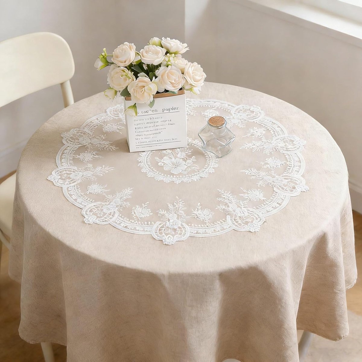Lace Doily 60cm - Wit - Bloemmotief - Perfect voor tafeldecoratie - ShopVlot