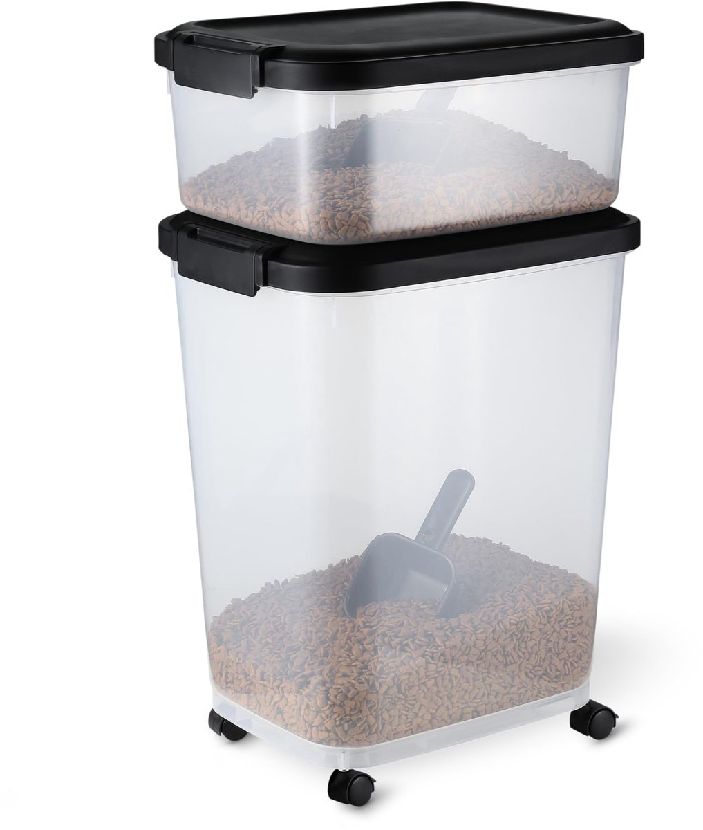 Opbergcontainer voor Huisdierenvoer - Voedselcontainer voor Honden- en Kattenvoer 16 kg + 4,5 kg - Afsluitbare Voeropslag met Ruime Capaciteit - Vershoudende Bewaarbox voor Droogvoer - Praktische Voercontainer voor Thuis
