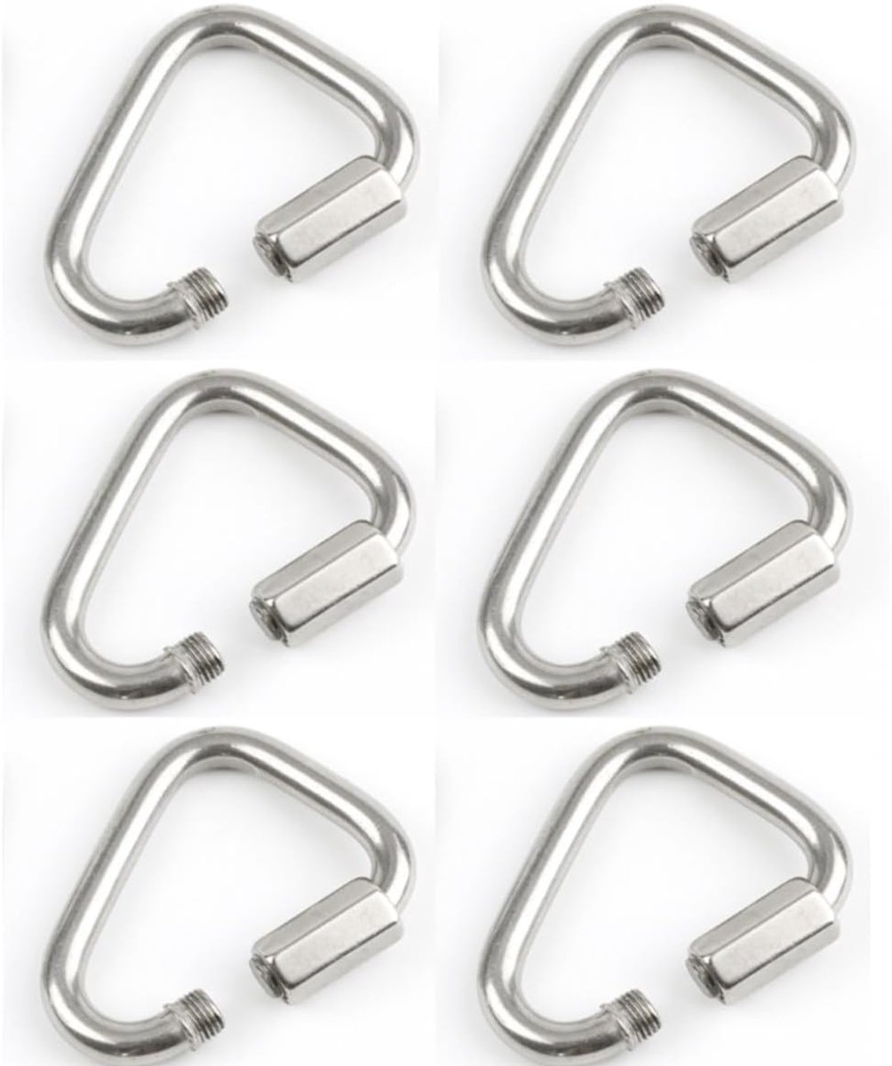Delta Quick Link 6PCS M6 - Roestvrij staal - Vergrendelbare carabiner - Ideaal voor hangmatten - ShopVlot