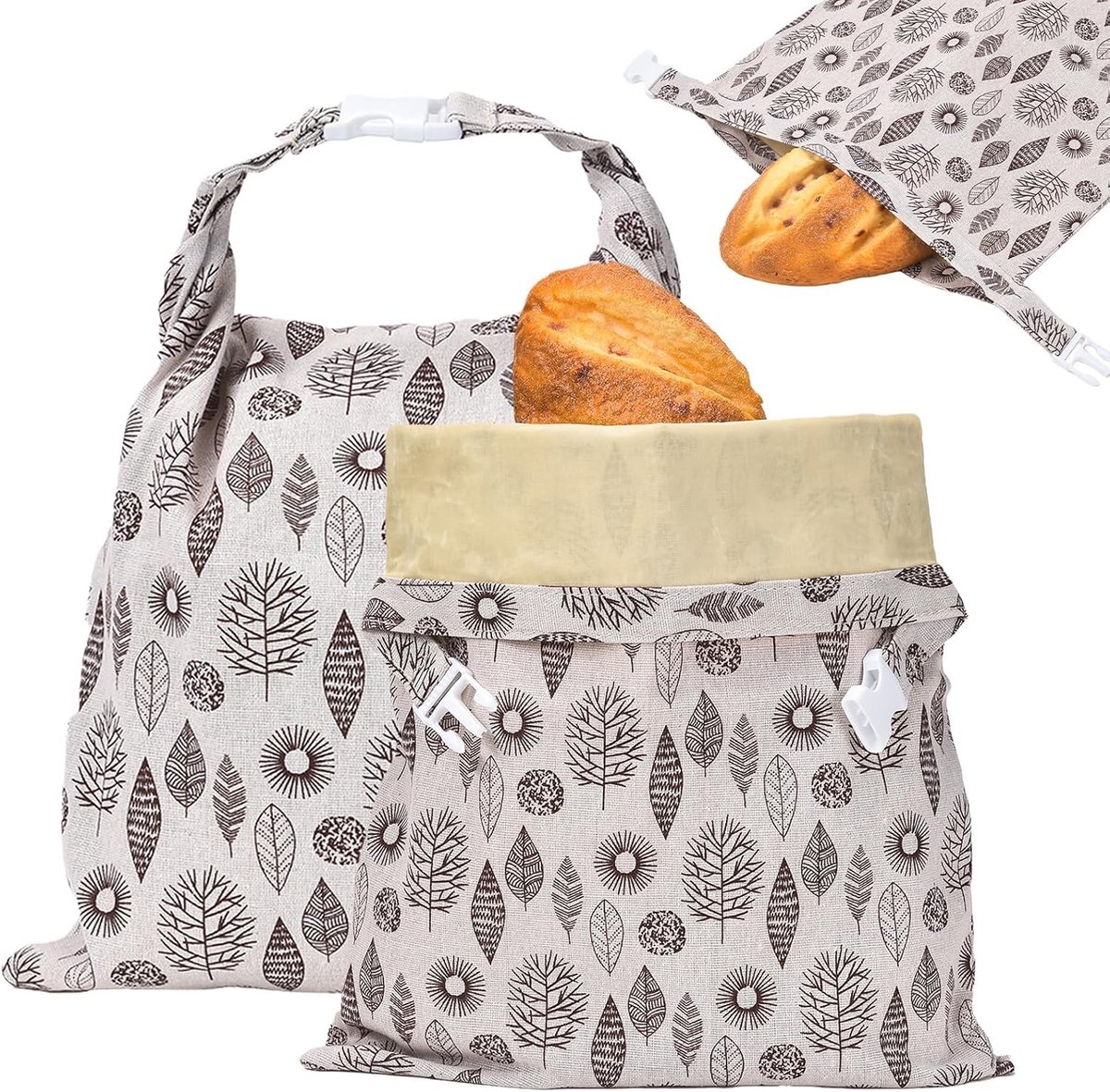 Herbruikbare Linnen Broodzakken - Set van 2, Bijenwas Doek voor Brood en Gebak, TPU Binnenvoering, 30 x 43 cm, Duurzaam en Milieuvriendelijk — cadeau in Cadeau-ideeën - foto 8